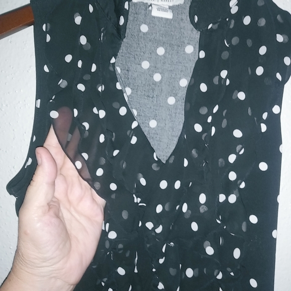 White House Black Market XS Sleeveless Mini Dress Black White Polka Dot - Picture 10 of 11